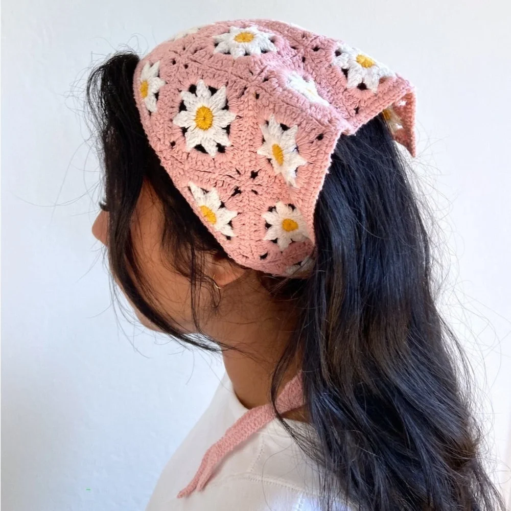 New🌟Anthropologie-Janae Crochet Floral Head Scarf